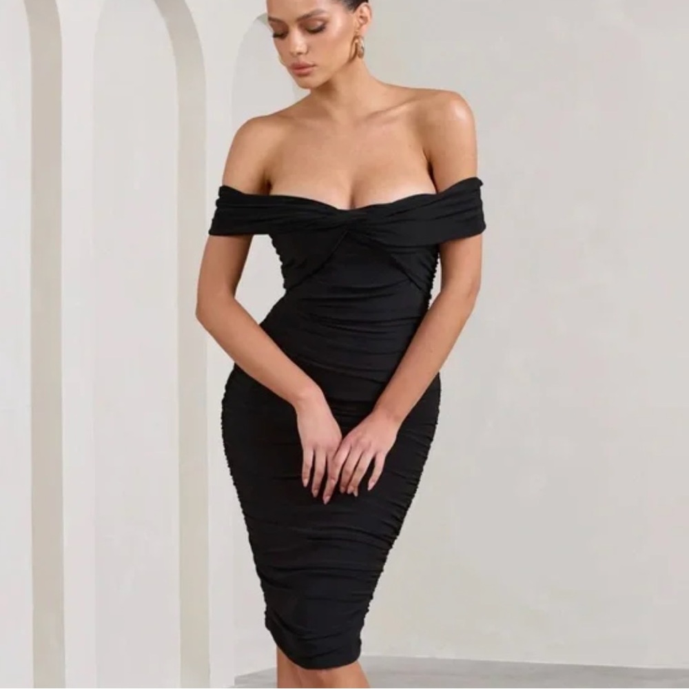 Club L London Gratitude bottle Green Velvet Ruched Evening Dress NWT Large